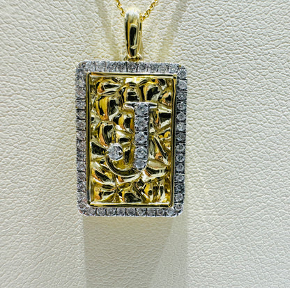 10K GOLD INITIAL “J” LETTER NATURAL DIAMOND PENDANT WITH NECKLACE, 0.25CT