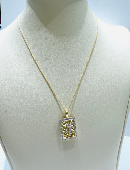 10K GOLD INITIAL “J” LETTER NATURAL DIAMOND PENDANT WITH NECKLACE, 0.25CT