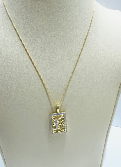 10K GOLD INITIAL “L” LETTER NATURAL DIAMOND PENDANT WITH NECKLACE, 0.25CT