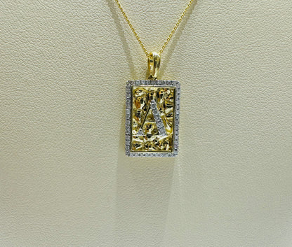 10K GOLD INITIAL “A” LETTER NATURAL DIAMOND PENDANT WITH NECKLACE, 0.25CT