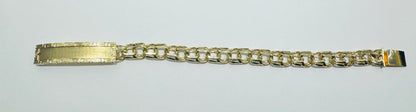 10K GOLD SOLID CHINO LINK BRACELET WITH ID 9”, WEIGHT: 34gm