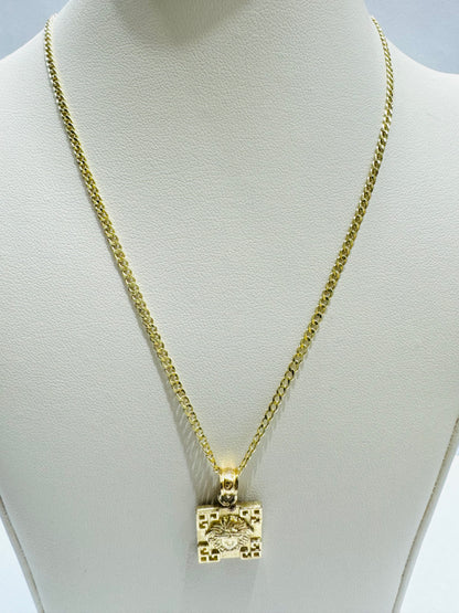 10K GOLD CUBAN LINK NECKLACE 20”, WEIGHT: 1.4gm, WIDTH: 1.99mm WITH MEDUSA HEAD PENDANT: 1.7gm