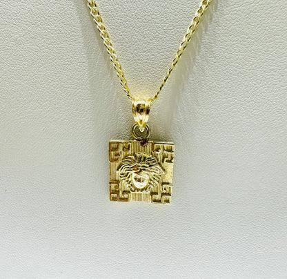 10K GOLD CUBAN LINK NECKLACE 20”, WEIGHT: 1.4gm, WIDTH: 1.99mm WITH MEDUSA HEAD PENDANT: 1.7gm
