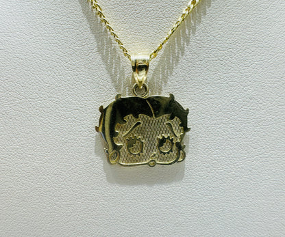 10K GOLD CUBAN LINK NECKLACE 24”, WEIGHT: 1.8gm, WIDTH: 1.89mm AND BETTY BOOP PENDANT, WEIGHT: 1.9gm