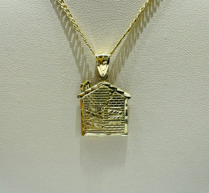 10K GOLD CUBAN LINK NECKLACE 26”, WEIGHT: 1.8gm, WIDTH: 1.99mm WITH TRAP HOUSE PENDANT, WEIGHT: 2gm