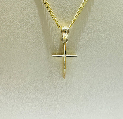 10K GOLD CUBAN LINK NECKLACE 20”, WEIGHT: 1.5gm, WIDTH: 1.89mm AND SMALL CROSS PENDANT, WEIGHT: 0.4gm