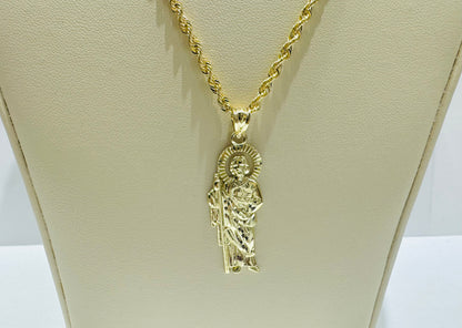 10K GOLD ROPE NECKLACE 20”, WEIGHT: 3.4gm, WIDTH: 2.40mm AND JESUS PENDANT, WEIGHT: 1.9gm