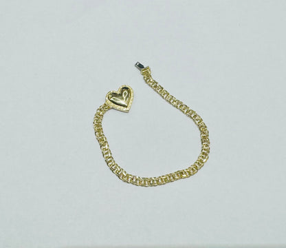 10K GOLD HOLLOW CHINO LINK HEART BRACELET 7.5”, WEIGHT: 3.9gm, WIDTH: 4.50mm