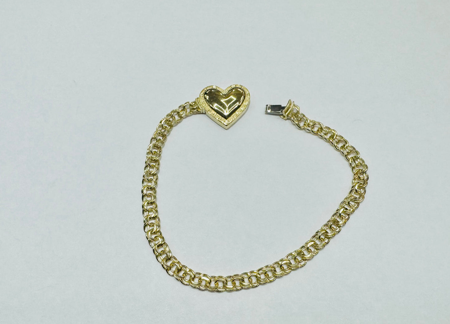 10K GOLD HOLLOW CHINO LINK HEART BRACELET 7.5”, WEIGHT: 3.9gm, WIDTH: 4.50mm