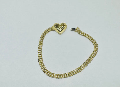 10K GOLD HOLLOW CHINO LINK HEART BRACELET 7.5”, WEIGHT: 3.9gm, WIDTH: 4.50mm