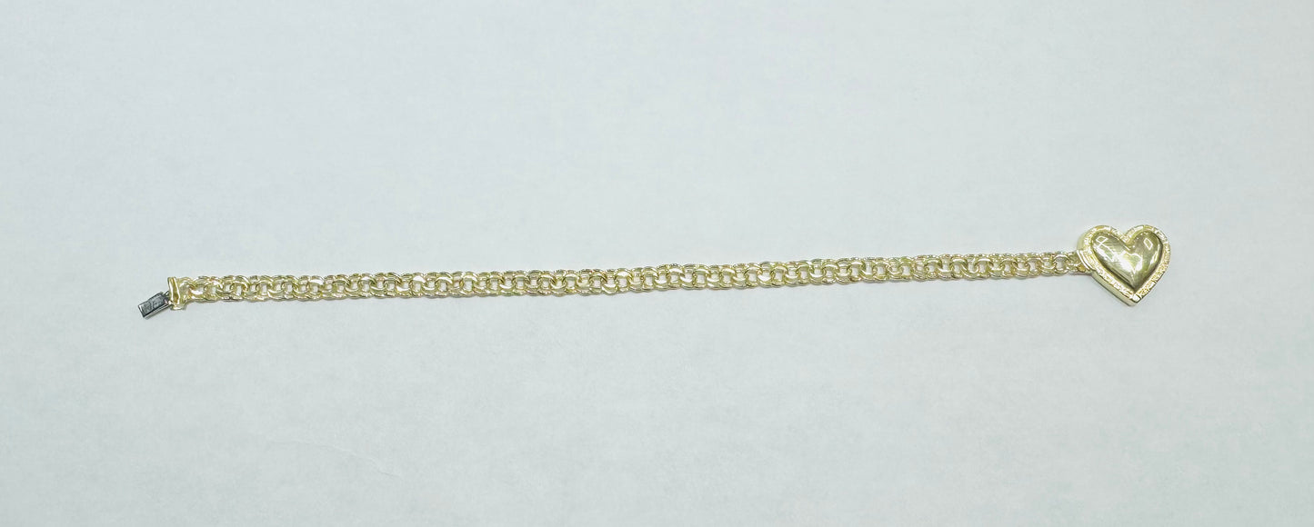 10K GOLD HOLLOW CHINO LINK HEART BRACELET 7”, WEIGHT: 4gm, WIDTH: 4.60mm