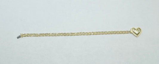 10K GOLD HOLLOW CHINO LINK HEART BRACELET 7”, WEIGHT: 4gm, WIDTH: 4.60mm