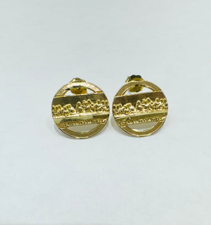 10K GOLD CUSTOM MADE, ROUND LASTSUPPER EARRINGS, WEIGHT: 1.5gm
