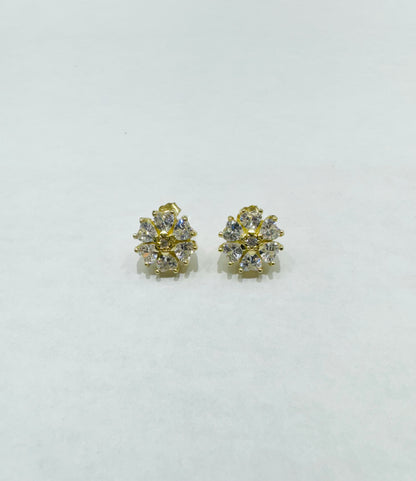 10K GOLD FLOWER EARRINGS WITH CZ STONES, WEIGHT: 4.7gm