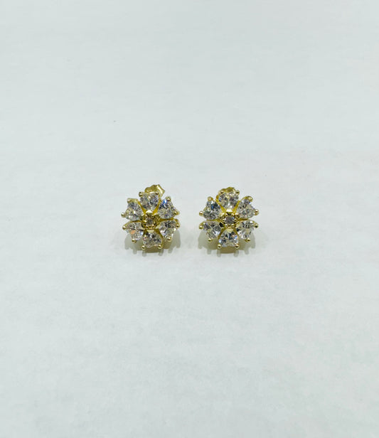 10K GOLD FLOWER EARRINGS WITH CZ STONES, WEIGHT: 4.7gm