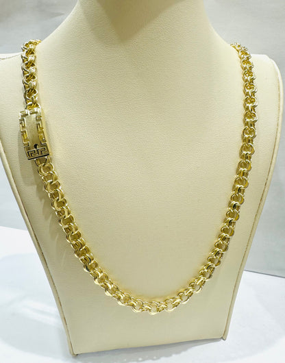 10K GOLD CHINO LINK NECKLACE 22”, WEIGHT: 19.6gm, WIDTH: 6.5mm