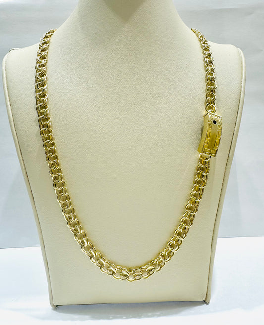 10K GOLD CHINO LINK NECKLACE 18”, WEIGHT: 17.6gm, WIDTH: 7mm
