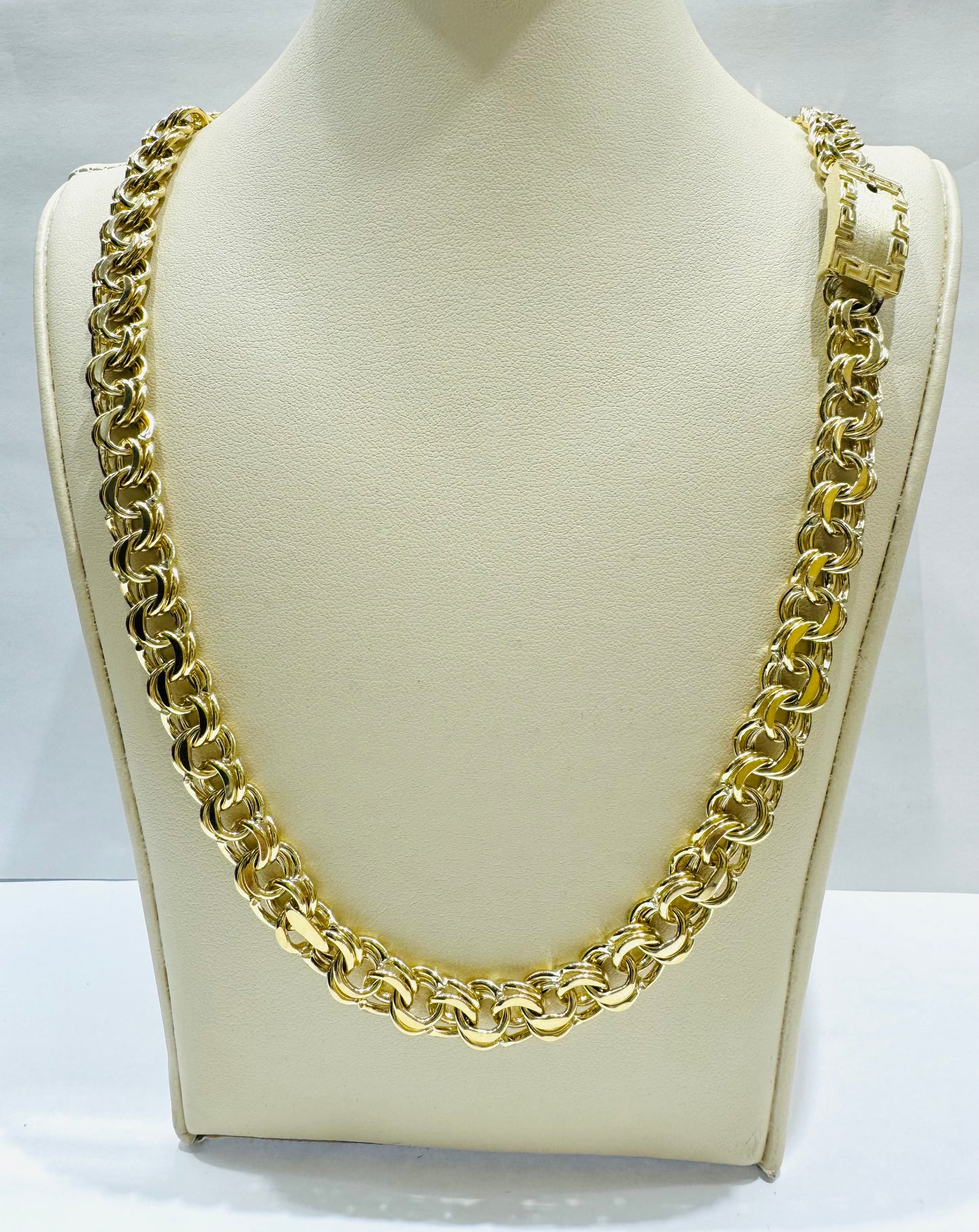 10K GOLD CHINO LINK NECKLACE 22”, WEIGHT: 36.3gm, WIDTH: 8.8mm