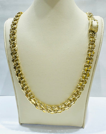 10K GOLD CHINO LINK NECKLACE 22”, WEIGHT: 36.3gm, WIDTH: 8.8mm