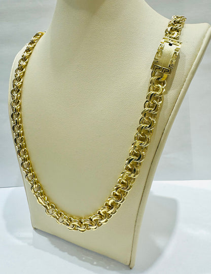 10K GOLD CHINO LINK NECKLACE 22”, WEIGHT: 36.3gm, WIDTH: 8.8mm