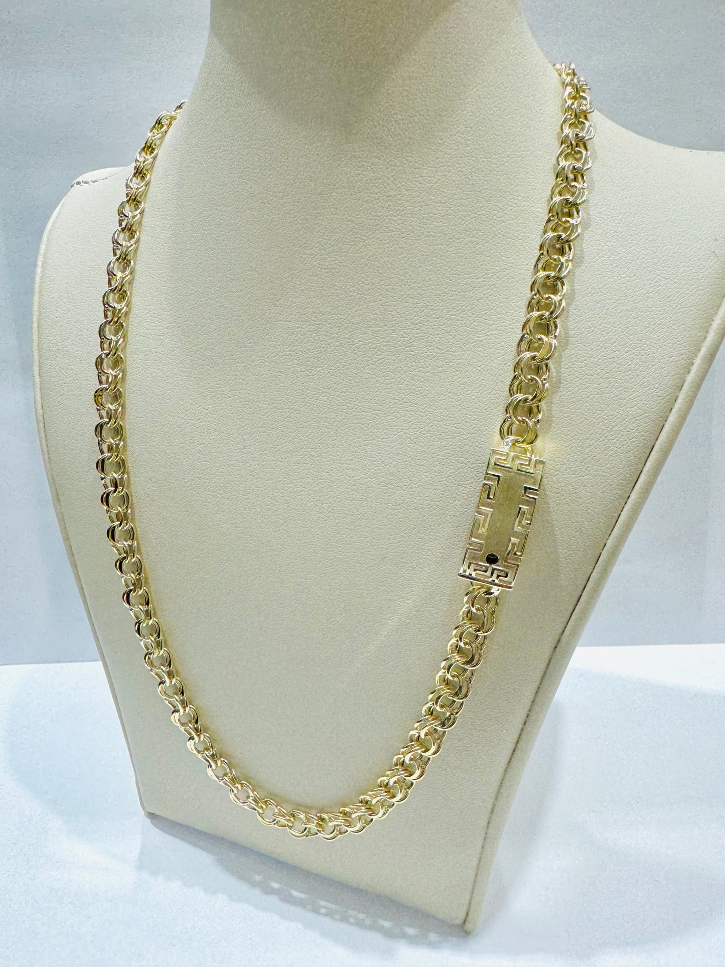 10K GOLD CHINO LINK NECKLACE 22”, WEIGHT: 14.4gm, WIDTH: 6.3mm