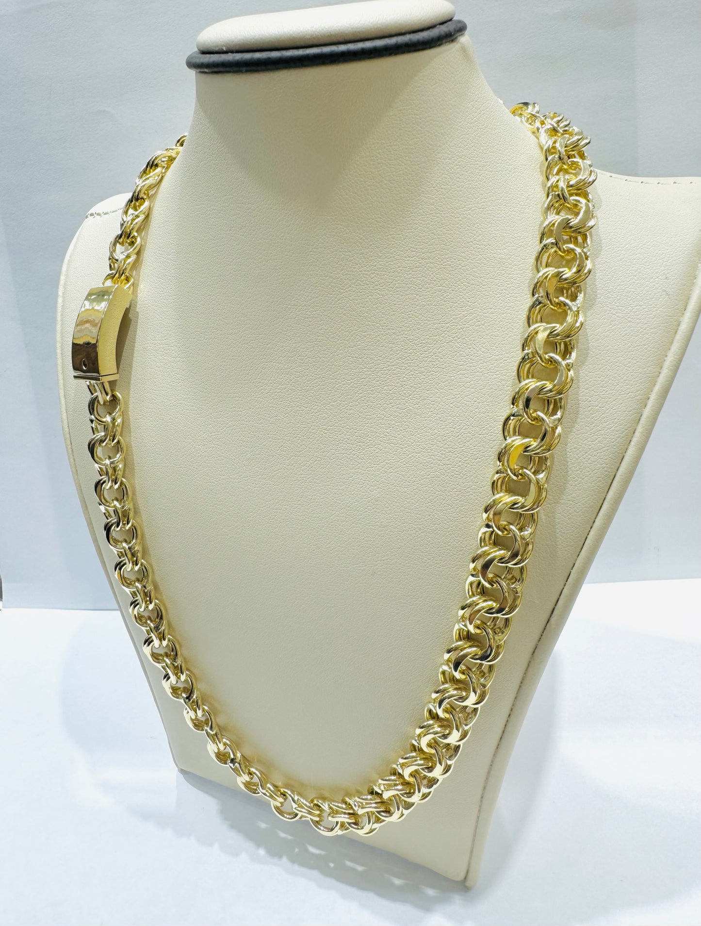 10K GOLD CHINO LINK NECKLACE 24”, WEIGHT: 49gm, WIDTH: 10mm