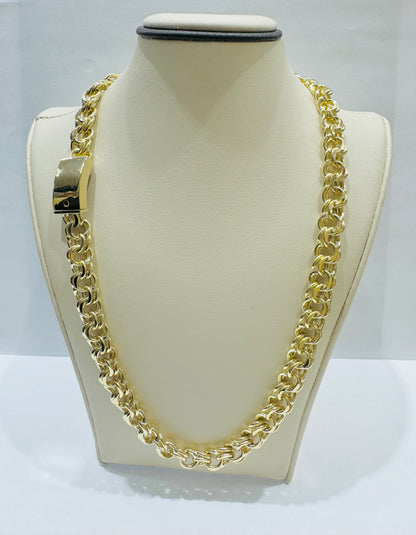 10K GOLD CHINO LINK NECKLACE 24”, WEIGHT: 49gm, WIDTH: 10mm