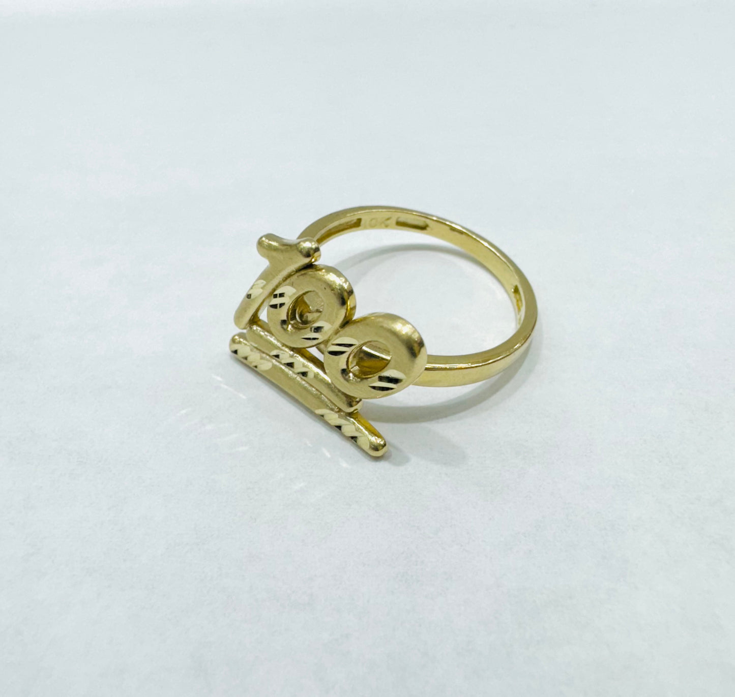 10K GOLD CUSTOM 100 RING, WEIGHT: 2.5gm, SIZE: 7