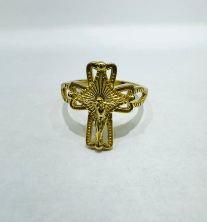 10K GOLD CROSS RING, WEIGHT: 2.7gm, SIZE: 8