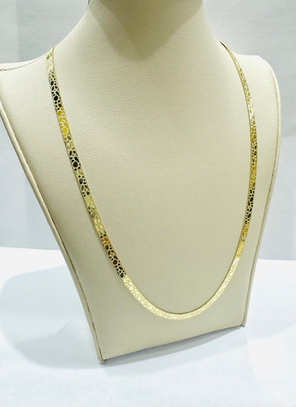 10K GOLD NUGGET HERRINGBONE CHAIN 18”, WEIGHT: 7.3gm