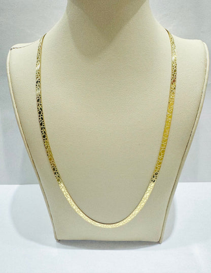 10K GOLD NUGGET HERRINGBONE CHAIN 18”, WEIGHT: 7.3gm