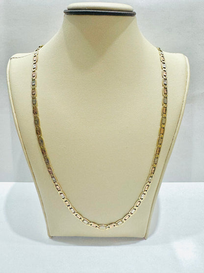 10K GOLD TRI-COLOR VALENTINO CHAIN 24”, WEIGHT: 15.8gm, WIDTH: 4mm