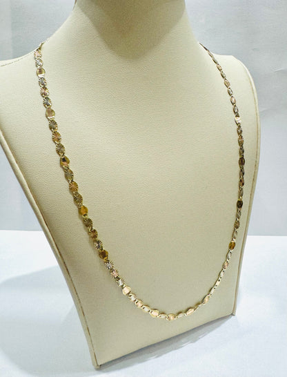 10K GOLD THREE TONED VALENTINO CHAIN 18”, WEIGHT: 4.6gm