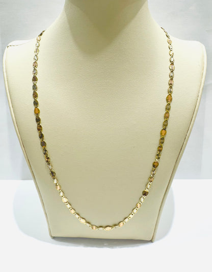 10K GOLD THREE TONED VALENTINO CHAIN 18”, WEIGHT: 4.6gm