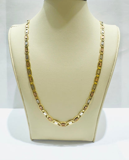 10K GOLD THREE TONED VALENTINO CHAIN 20”, WEIGHT: 18.3gm