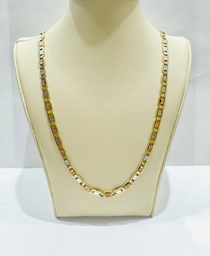 10K GOLD THREE TONED VALENTINO CHAIN 20”, WEIGHT: 18.3gm