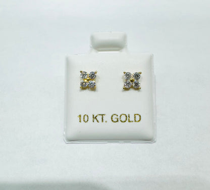 10K GOLD BABY EARRINGS CZ STONES