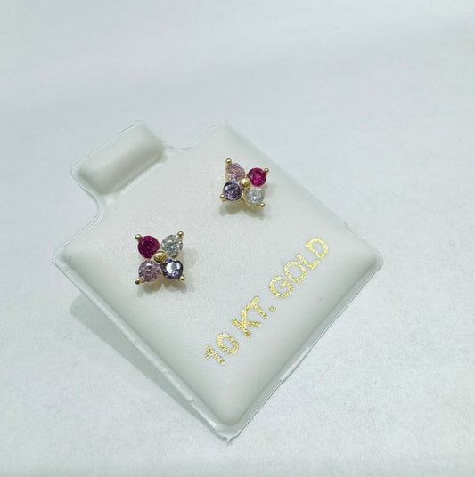 10K GOLD BABY EARRINGS CZ STONES
