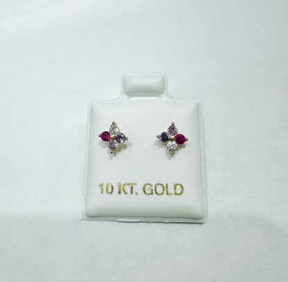 10K GOLD BABY EARRINGS CZ STONES