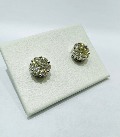 10K WHITE GOLD NATURAL DIAMOND EARRINGS 1CT