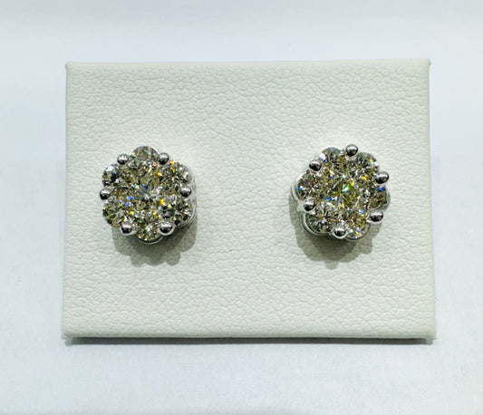 10K WHITE GOLD NATURAL DIAMOND EARRINGS 1.5CT