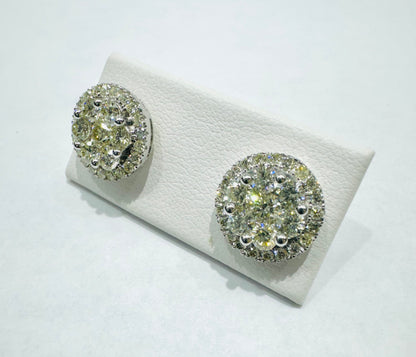 10K WHITE GOLD NATURAL DIAMOND EARRINGS 2CT