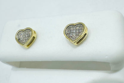 10K GOLD NATURAL DIAMOND HEART EARRINGS 0.06CT