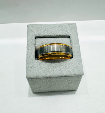 TUNGSTEN CARBIDE TWO TONE MENS WEDDING BAND 8mm, SIZE: 13