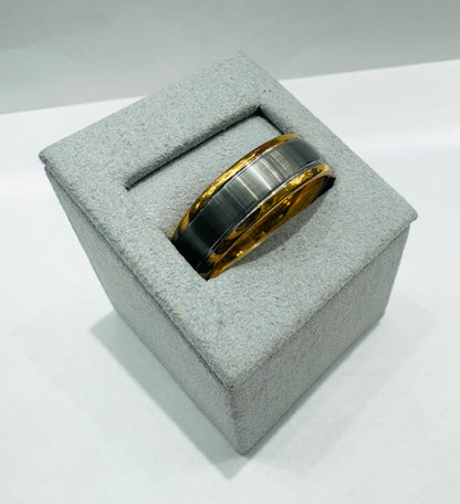 TUNGSTEN CARBIDE TWO TONE MENS WEDDING BAND 8mm, SIZE: 13