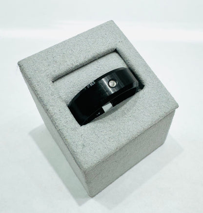 BLACK TUNGSTEN MEN’S WEDDING BAND WITH ONE CZ STONE, WIDTH: 8mm, SIZE: 12