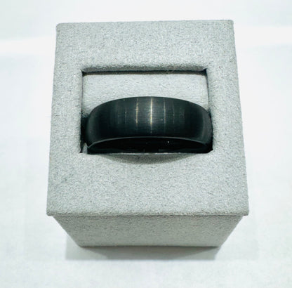 BLACK BRUSHED TUNGSTEN CARBIDE MENS BAND 8mm, SIZE: 14