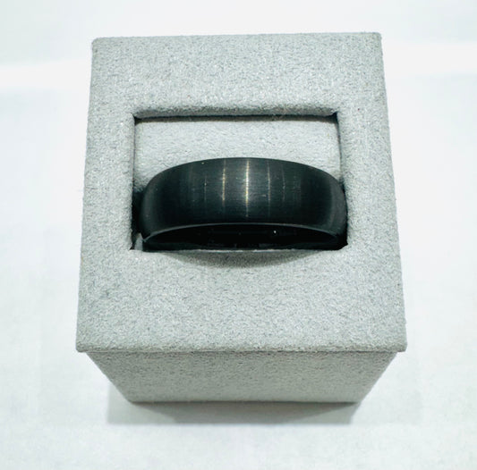 BLACK BRUSHED TUNGSTEN CARBIDE MENS BAND 8mm, SIZE: 14