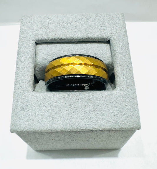 GOLD COLOR TUNGSTEN CARBIDE WEDDING BAND 8mm, SIZE: 8