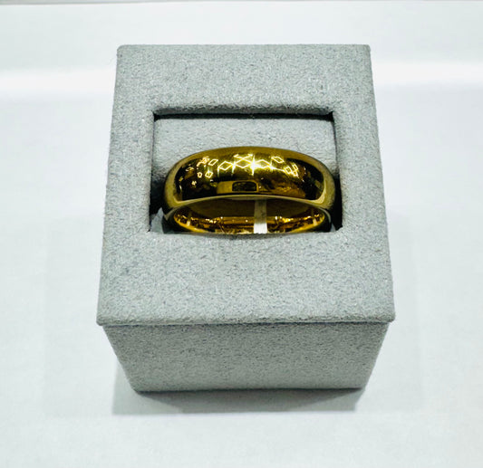 GOLD COLOR TUNGSTEN CARBIDE WEDDING BAND, WIDTH: 7mm, SIZE: 11.5